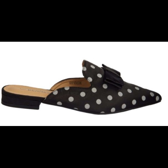 Mesh Point Toe Sling Back Mules - Polka Dot